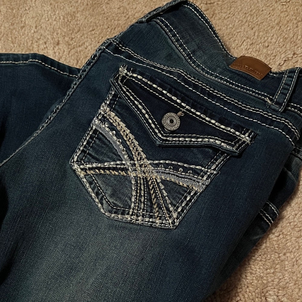 Wallflower Dark Blue Women's / Junior’s Jeans with White Stitching